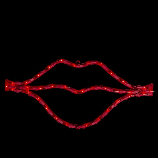 8" Lighted Red Lips Window Silhouette Decoration